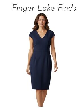 long tall sally Navy V-Neck Sheath Dress, 8